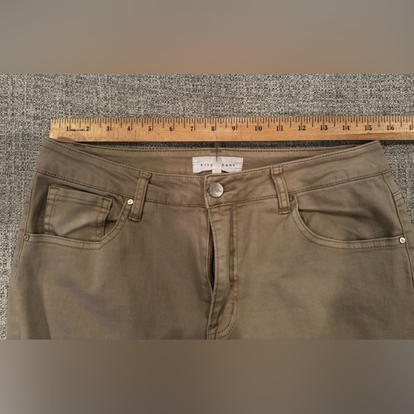 Risen Jeans High Rise Distressed Straight Leg Sand Khaki Color Sz 11 Waist 30 - Picture 14 of 16